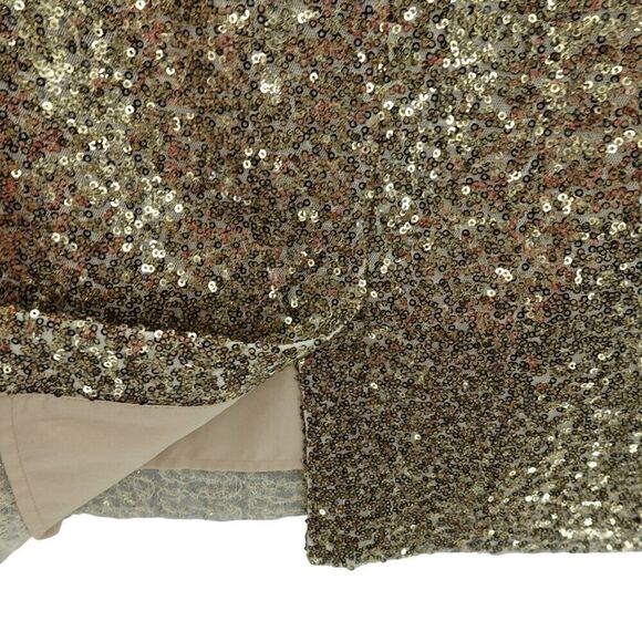 Chico's Gold Sequin Pencil Skirt S Back Zip Polyester - Picture 9 of 12
